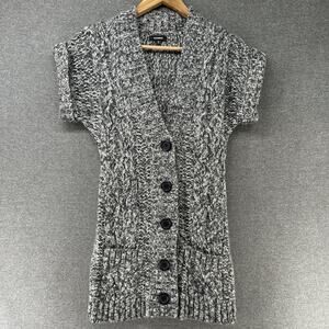 Express Sweater Cardigan Women's XS Chunky Knit Short Sleeve Wool Blend